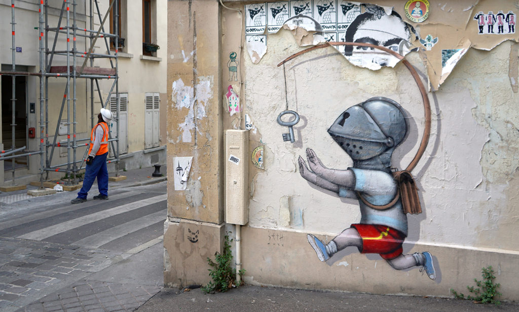 Julien Malland, artista francés mejor conocido como Seth Globepainter, crea un discurso visual a través de murales que representan la inocencia de la infancia en medio de la crisis actual por coronavirus. 