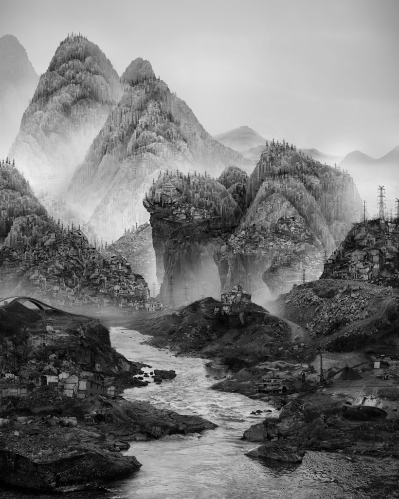 El artista chino Yang Yongliang se dedica a trabajar con la manipulación digital. En sus obras generalmente plasma paisajes que muestran las tradiciones chinas y caligrafía a través de la fotografía.